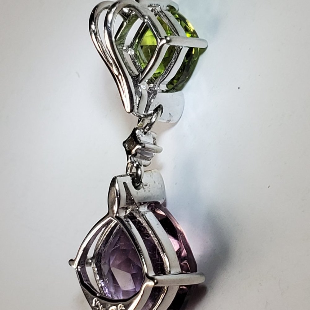 BEAUTIFUL 14K WHITE GOLD EARRINGS & PENDANT SET - Picture 10 of 10